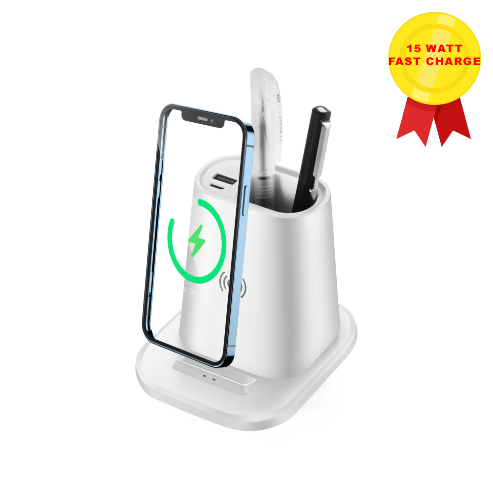 nastolnyy_organayzer_15_watt_fast_charge_c_besprovodnoy_zaryadkoy_ventilyatorom_i_lampoy_belyy